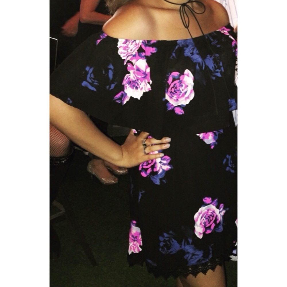 Charlotte Russe Off Shoulder Black & Floral Dress